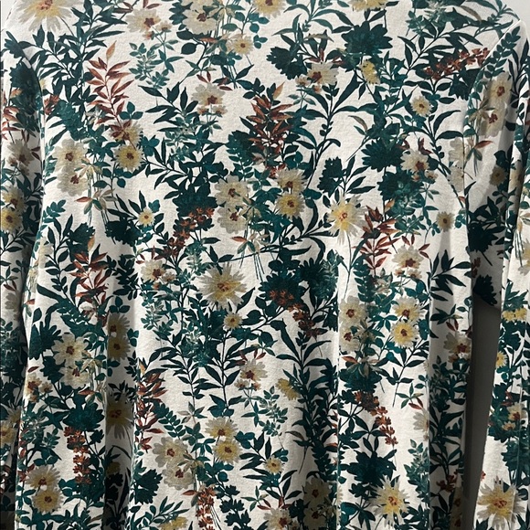 J. Jill Multicolor Fall Floral Long Sleeve Blouse Perfect Pima Cotton Medium - Picture 9 of 11